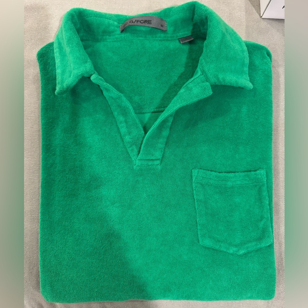 G/Fore Men's Green Terry Polo Shirt